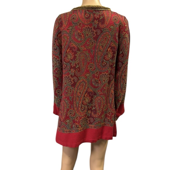 Soft Surroundings Pasha Pullover Red Paisley Tunic Imported Tunic Blouse Top M - Picture 4 of 11